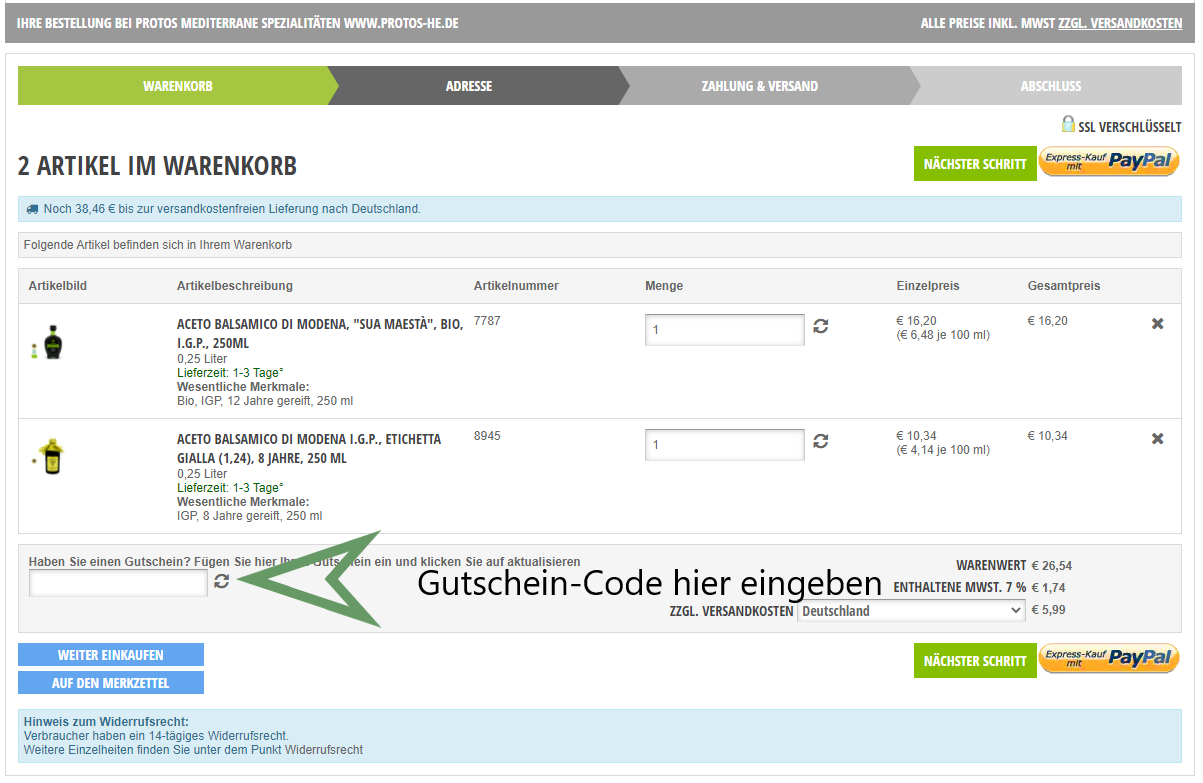 Gutschein-Code-Anleitung
